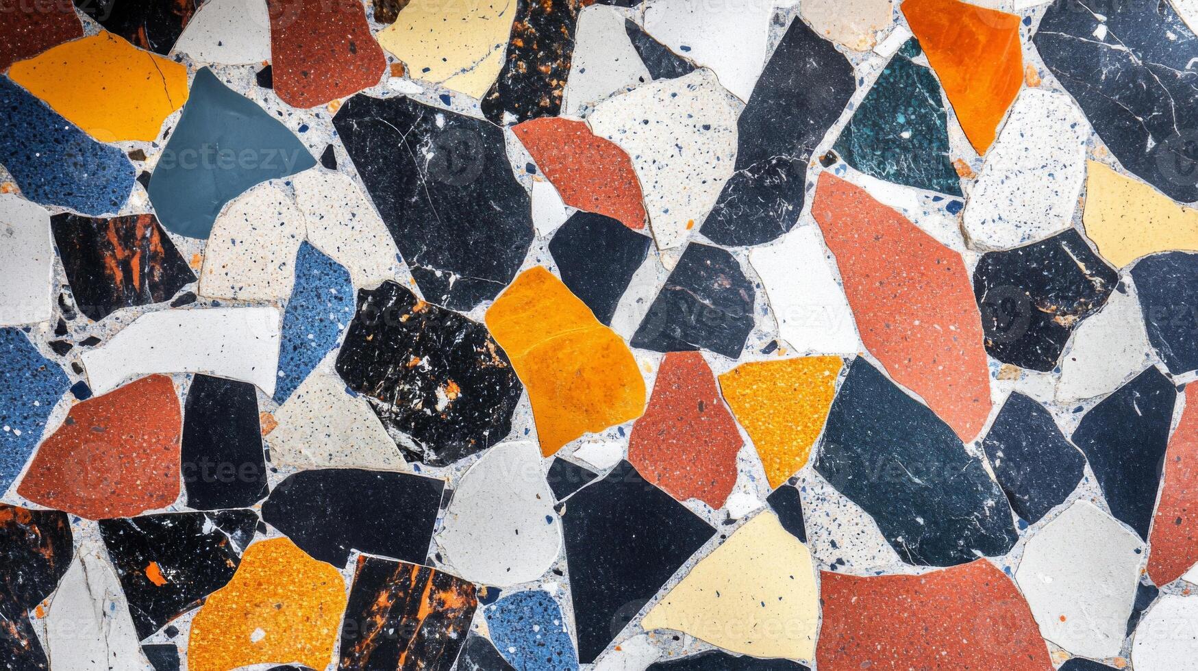 Colorful Irregularly Shaped Terrazzo Floor Tiles photo