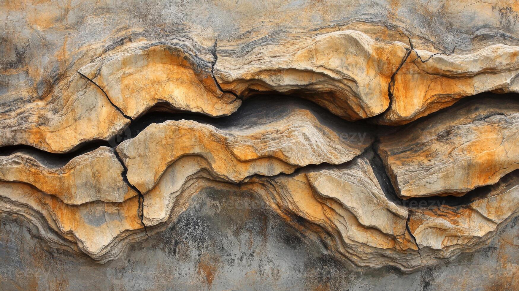 Textured Rock Formation with Cracks and Layers photo