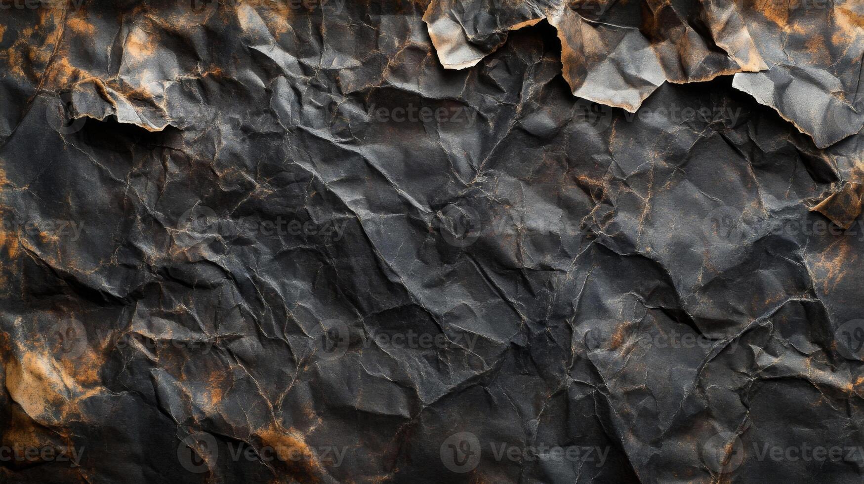 Crumpled and Stained Black Paper Texture photo