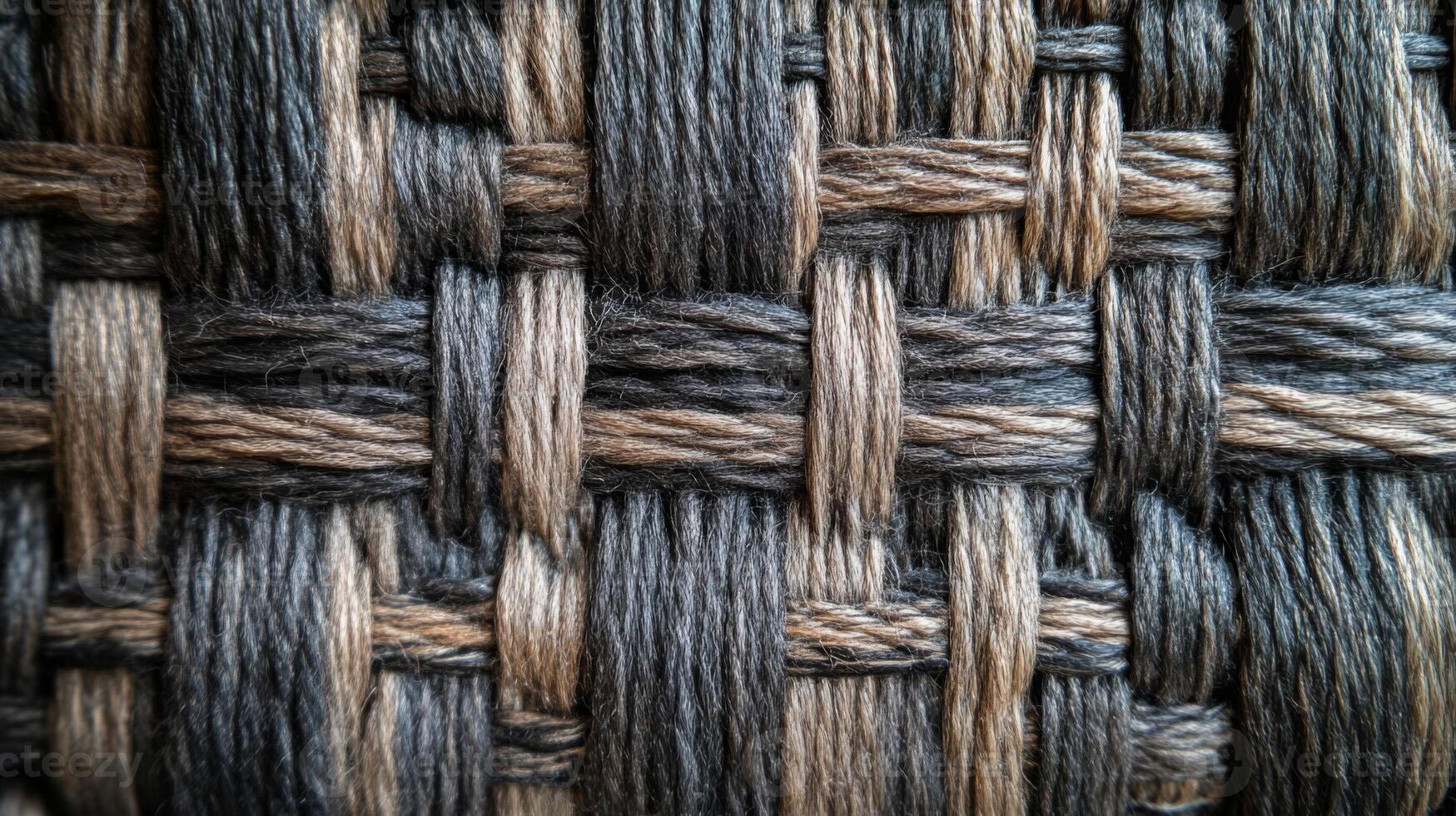 Intertwined Brown and Black Threads Forming a Woven Pattern photo