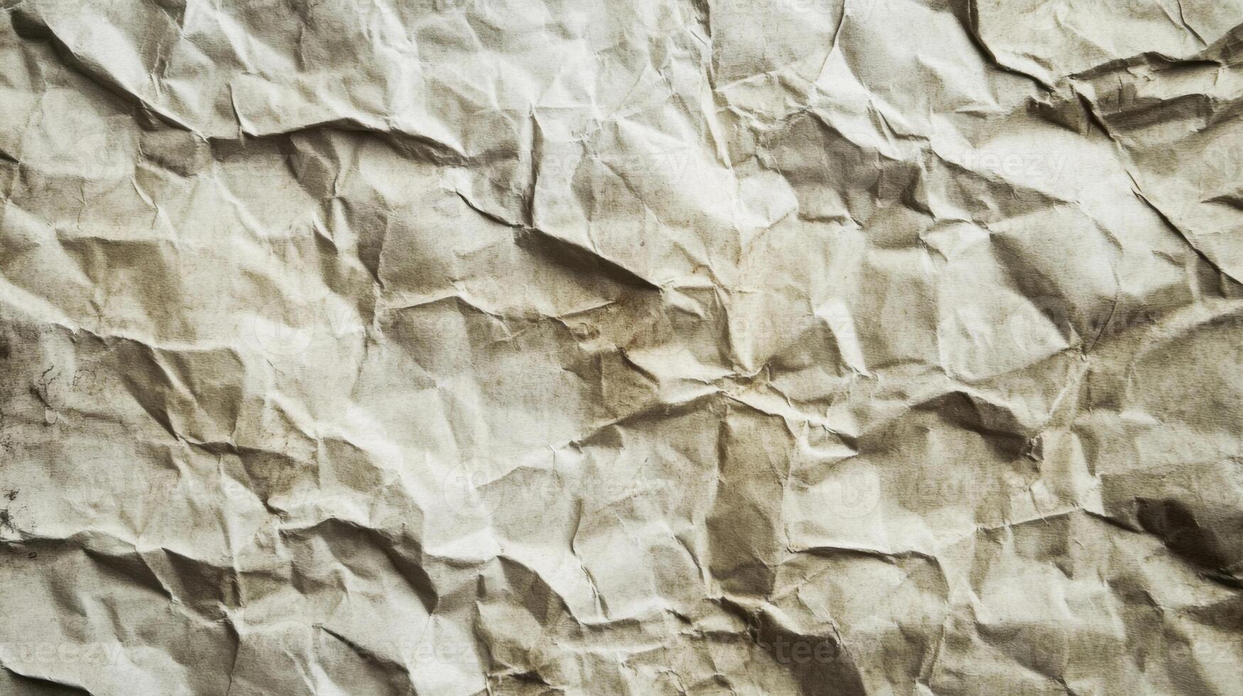 Close-up of a Wrinkled and Stained Brown Paper Surface photo