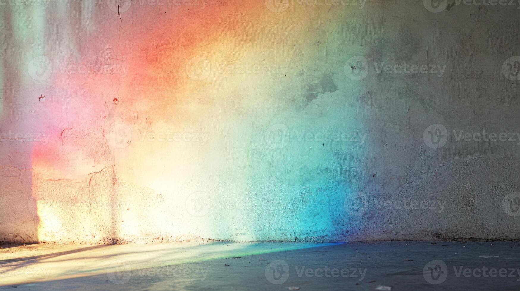 Concrete Wall Illuminated by Rainbow Light photo