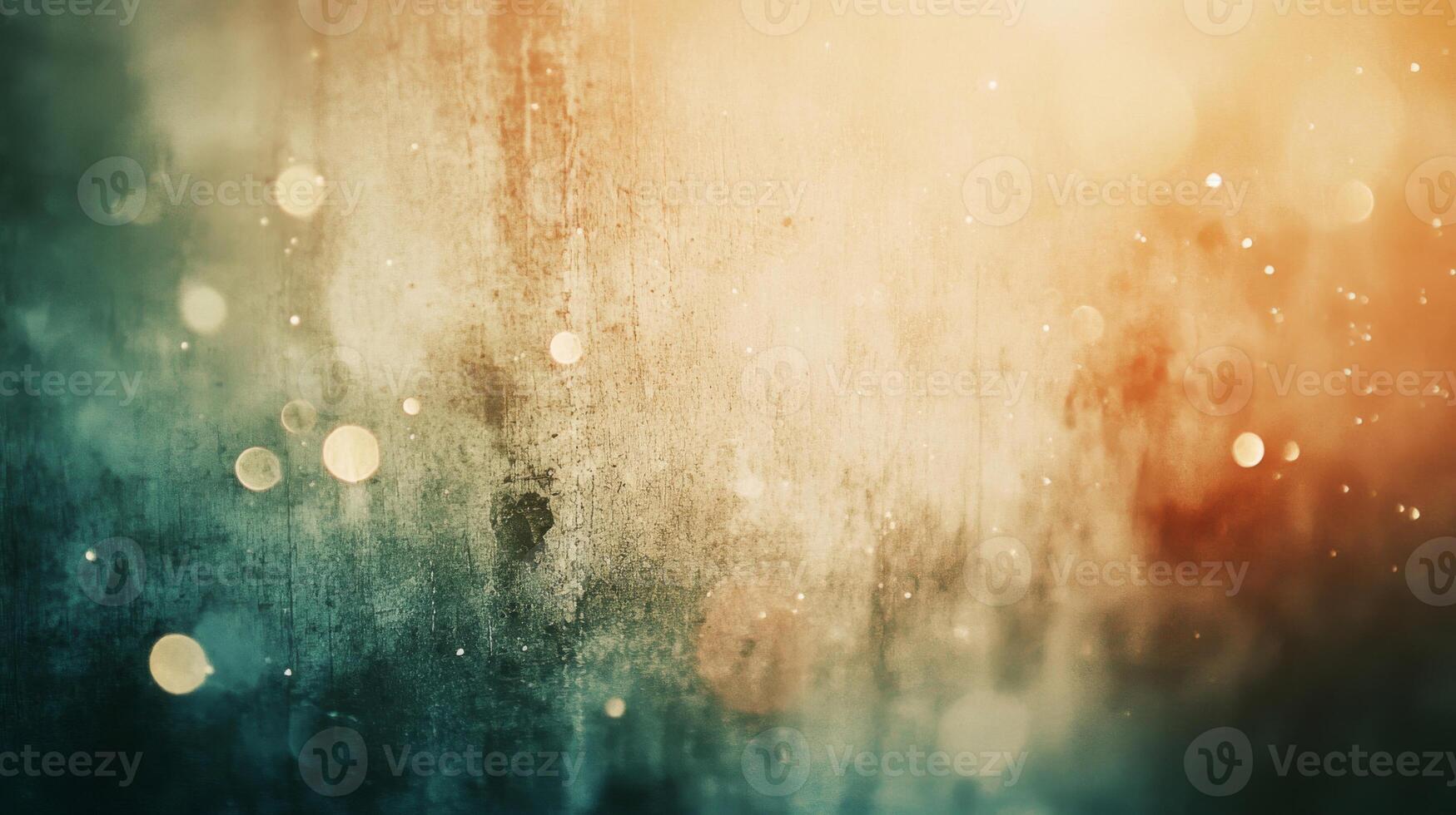 Abstract Grunge Background with Bokeh Lights and a Teal to Orange Gradient photo