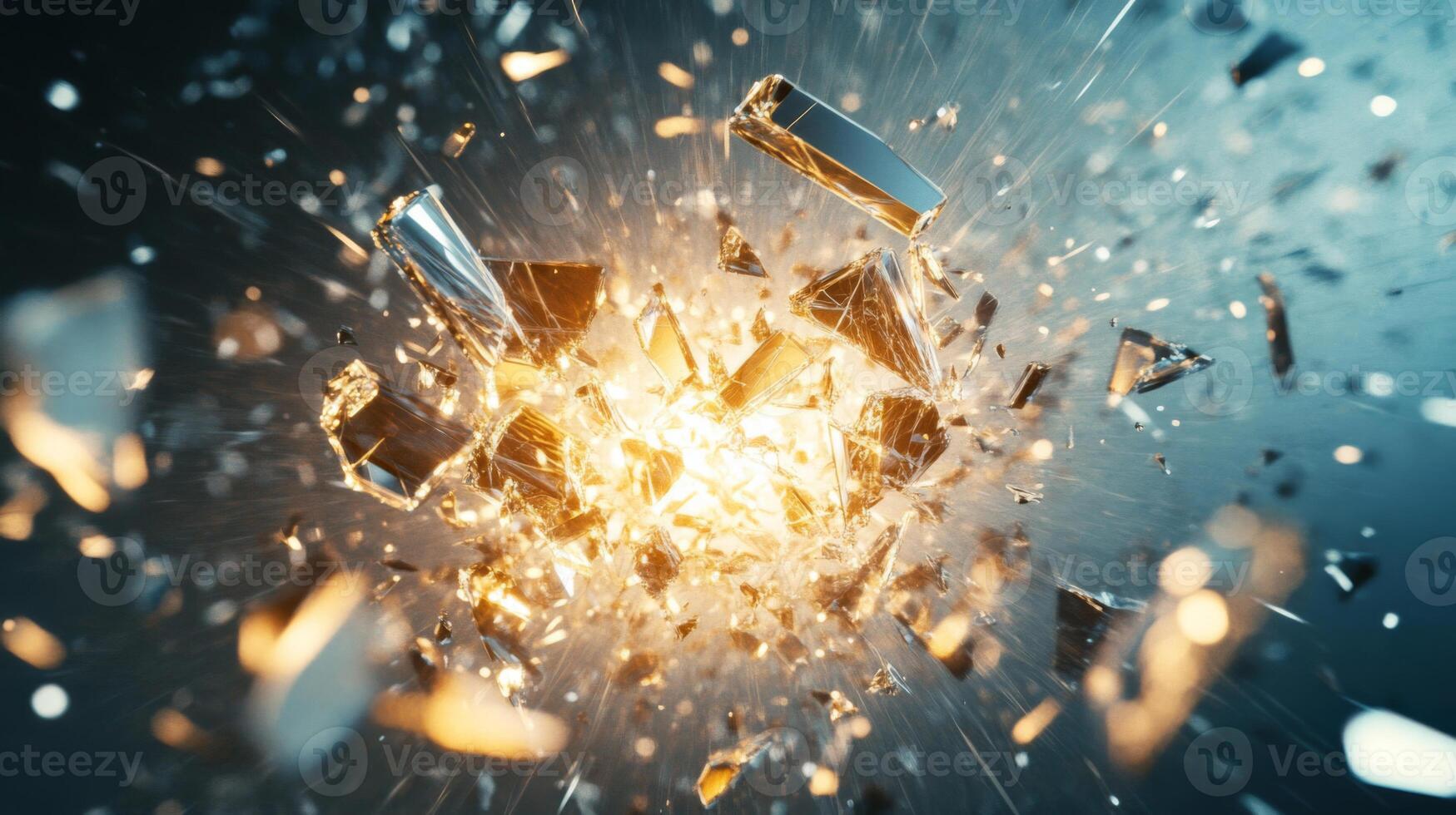 Shattering Glass with Glowing Light and Motion Blur photo