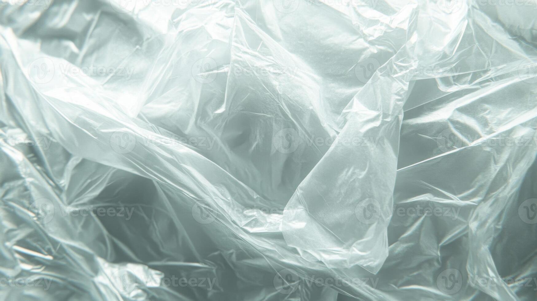 Crinkled Clear Plastic Wrap Close-Up photo
