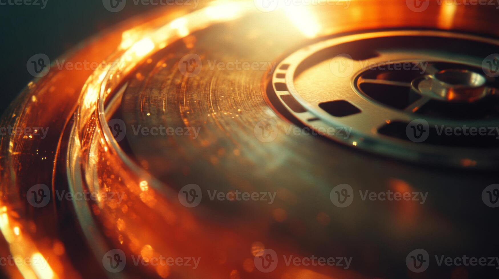 Close-up of a Reel-to-Reel Tape Player with Glowing Light photo