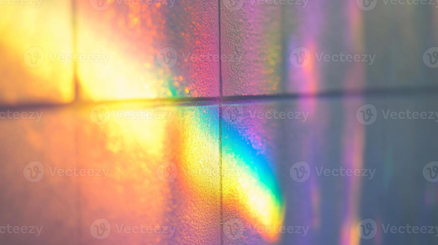 Holographic Rainbow Light Reflected on a Tile Wall photo