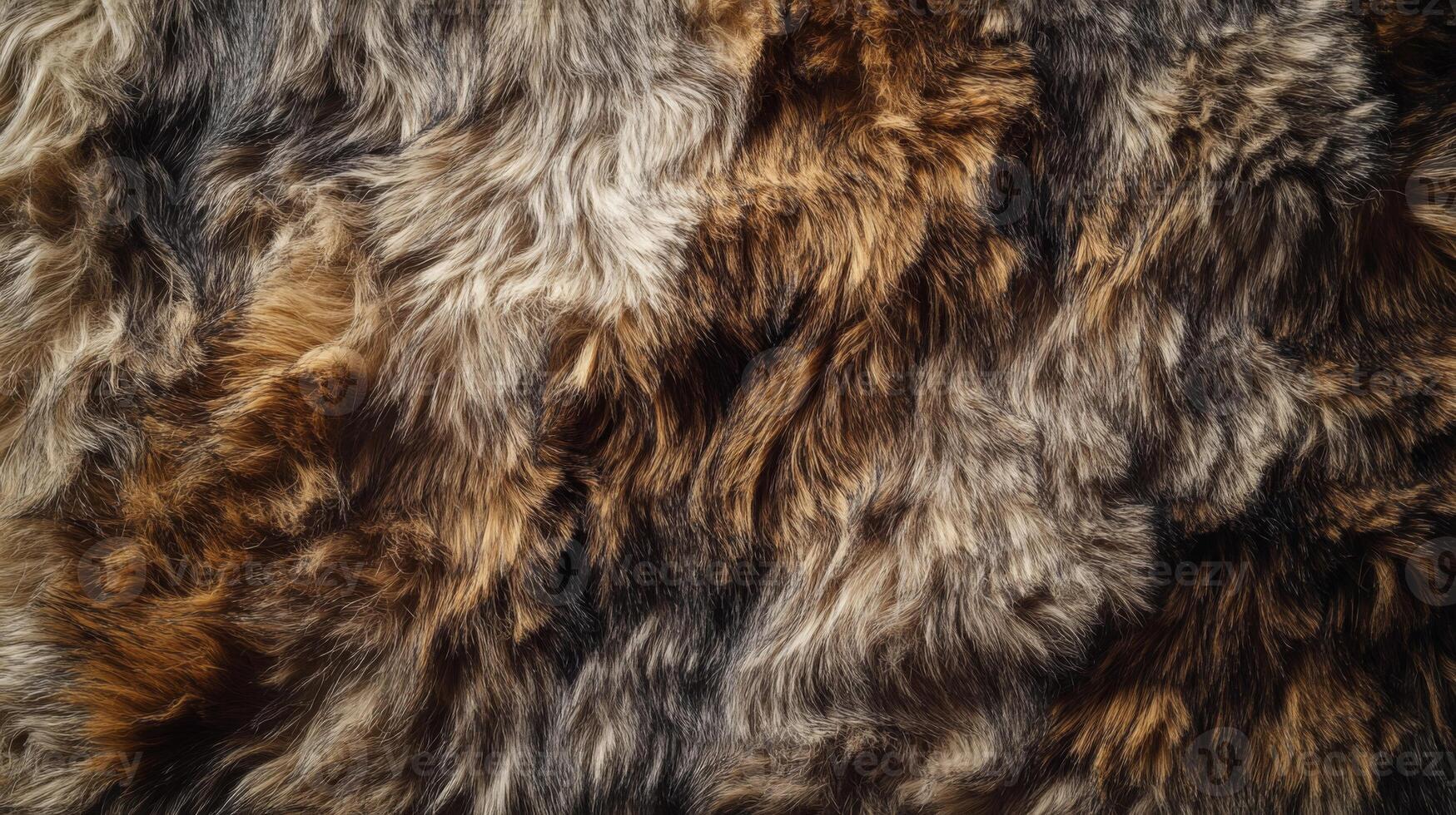 Close-up Texture of Brown, Black, and White Fur photo