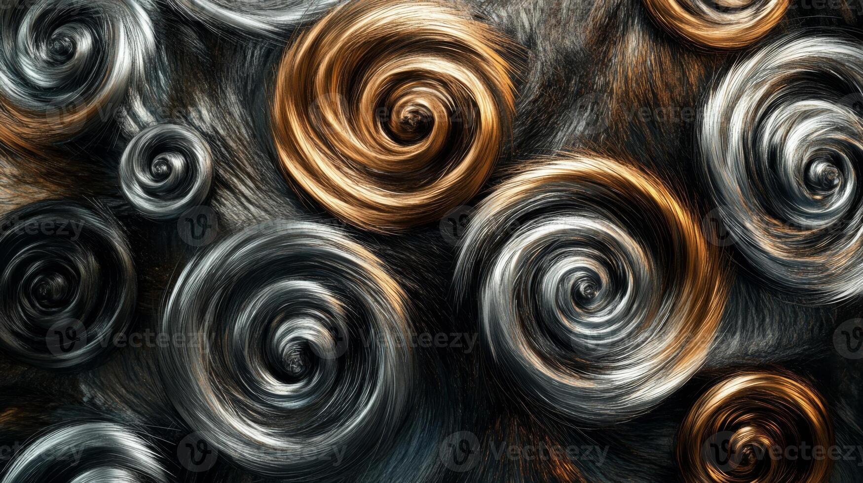 Abstract swirling pattern of gold and silver strands photo