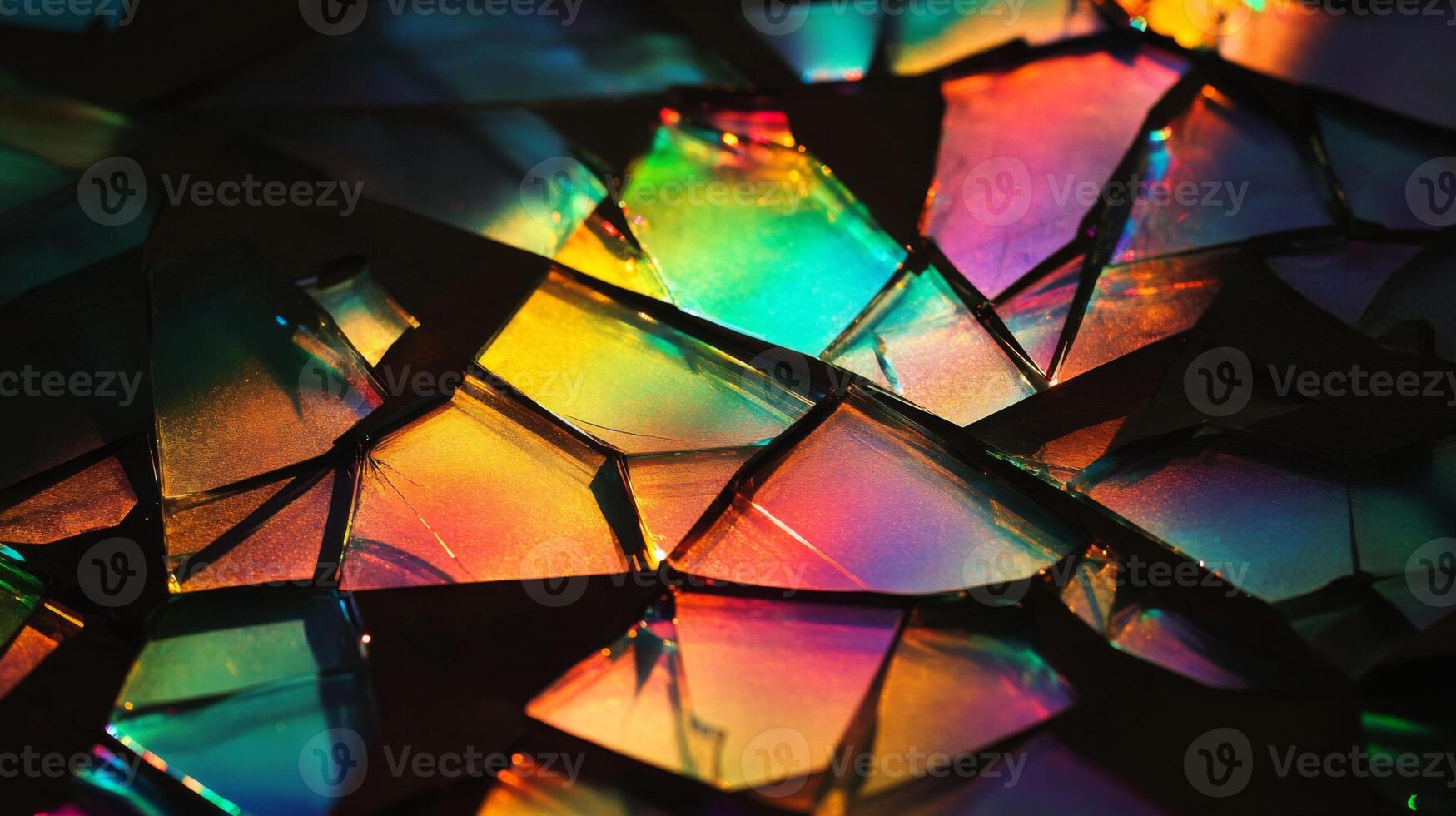 A Close-Up View of Shattered Iridescent Glass photo