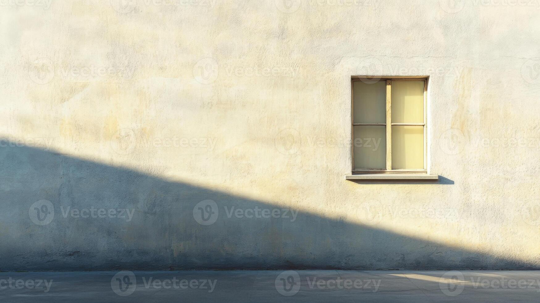 A Single Window in a Pale Wall with a Diagonal Shadow photo