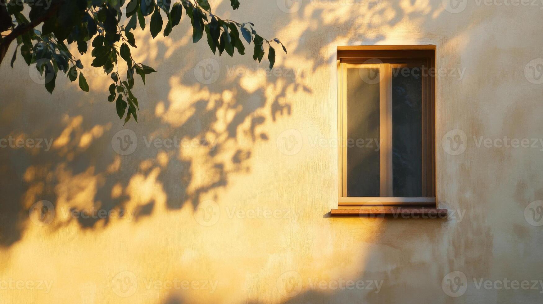 A Window with Sunlit Shadow Patterns from a Tree photo