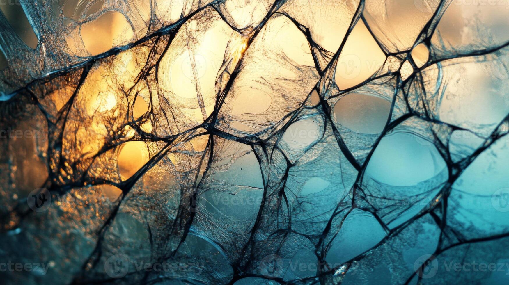 Abstract Intricate Web Pattern with Blue and Yellow Background photo