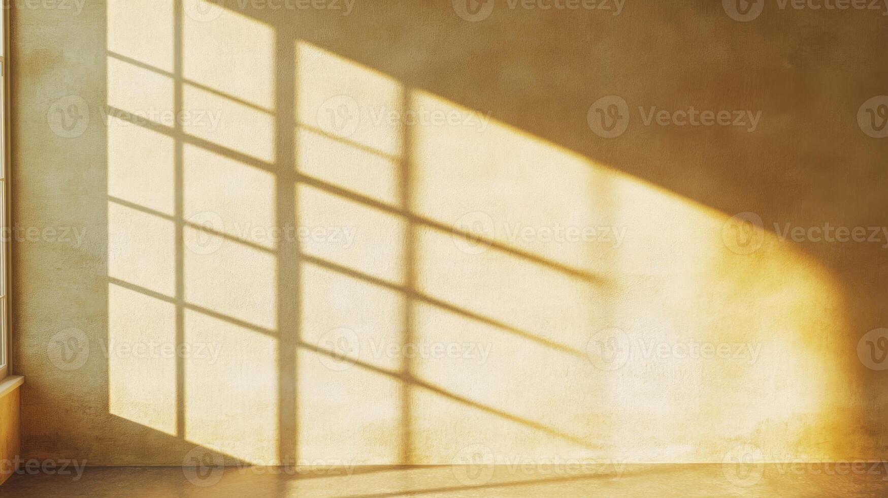 A Window's Shadow Cast on a Yellow Wall photo