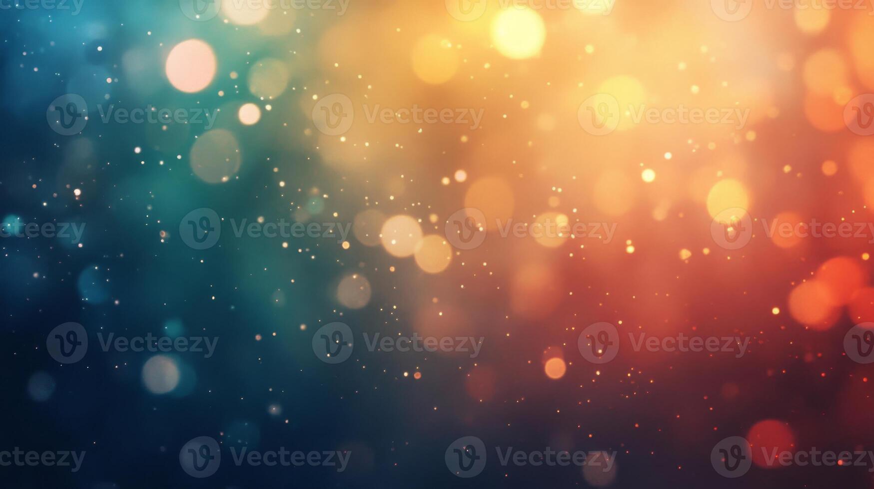 Abstract Background with Bokeh Lights and a Gradient of Teal, Orange, and Red photo