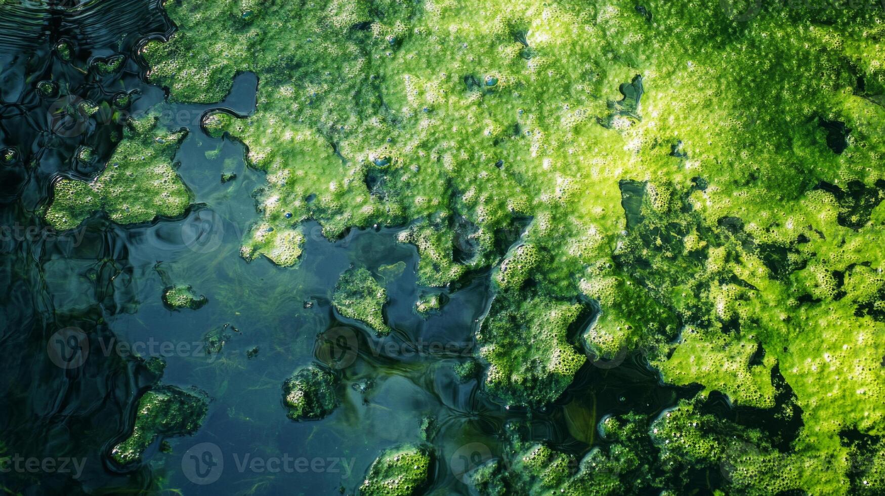 Green Algae Covering a Still Pond Surface photo