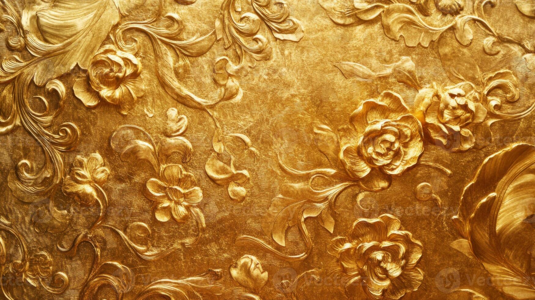 Golden Floral Embossed Pattern photo