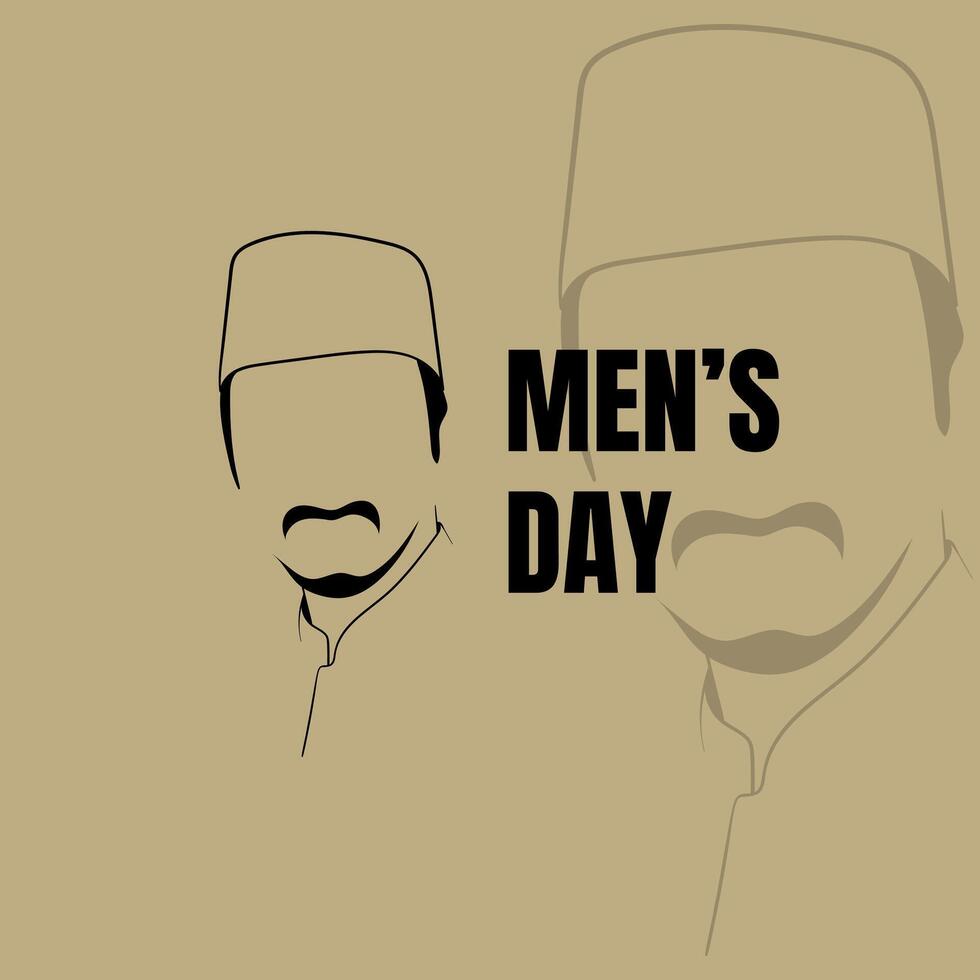 International men's day with line art design of indonesian men with cultural style. Also good template for father's day design vector