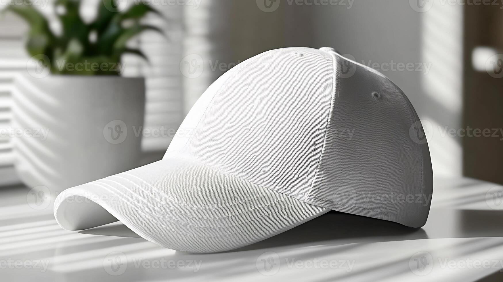 Custom Cap Mockup Pristine White Surface Highlighting Hat Design and Branding Concepts photo