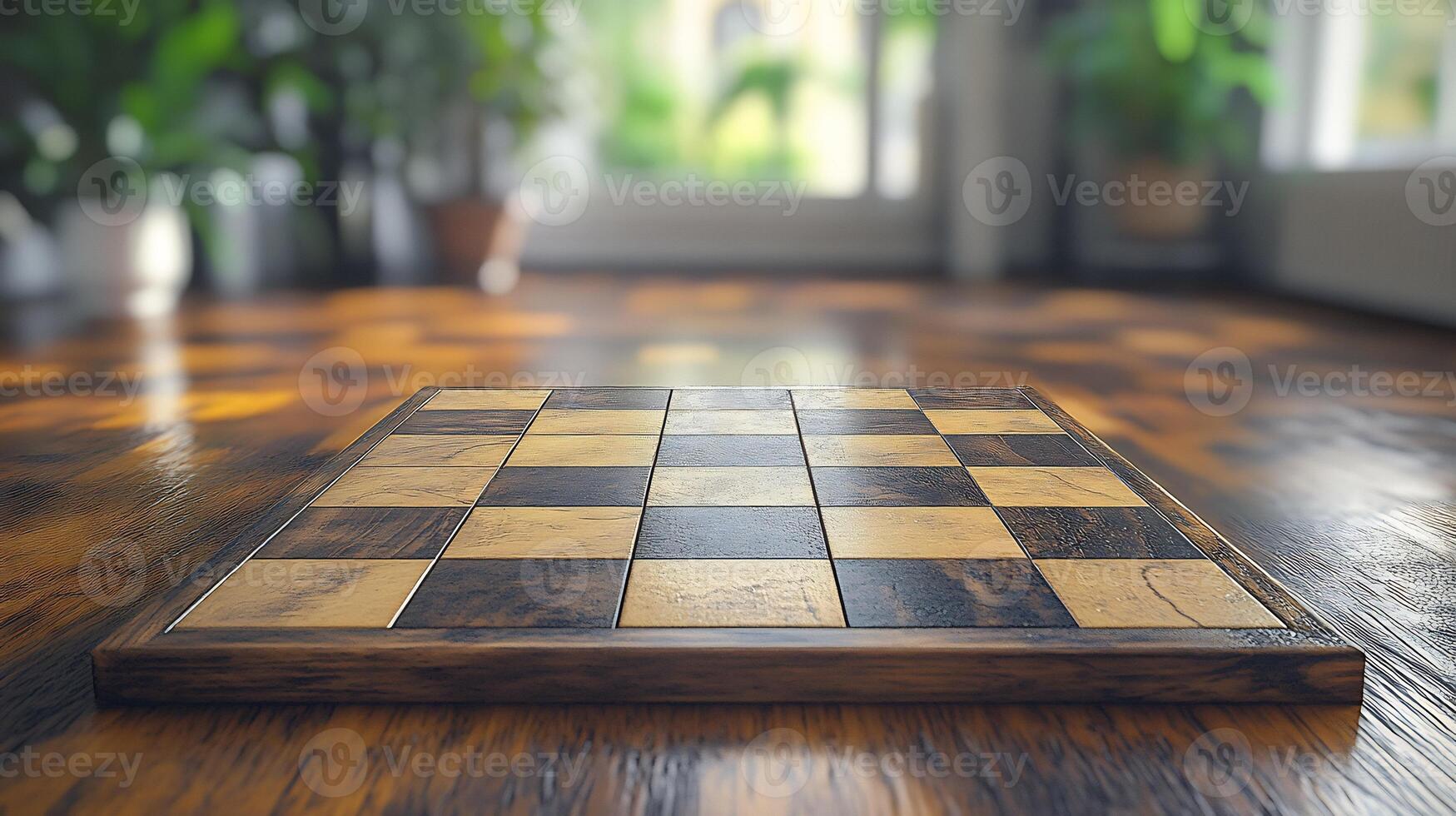 Chess board mockup displayed bright room with sharp lighting perfect for game product branding photo