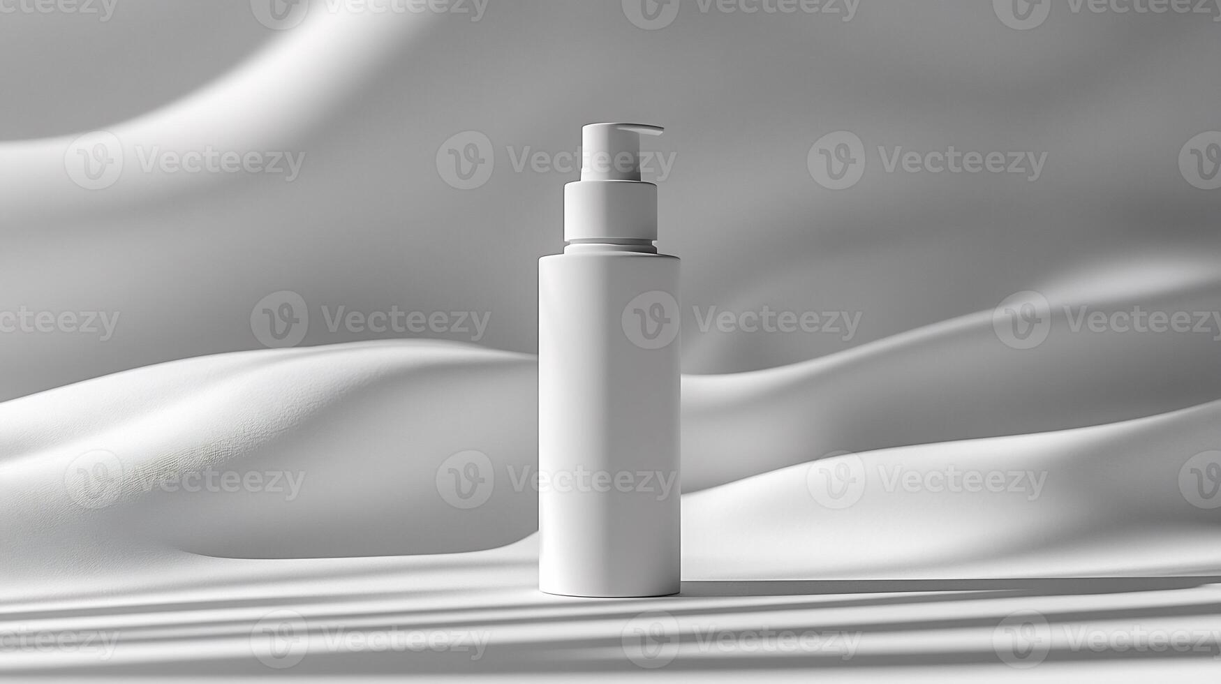 Cosmetic bottle mockup matte finish a white background perfect for skincare product showcases photo