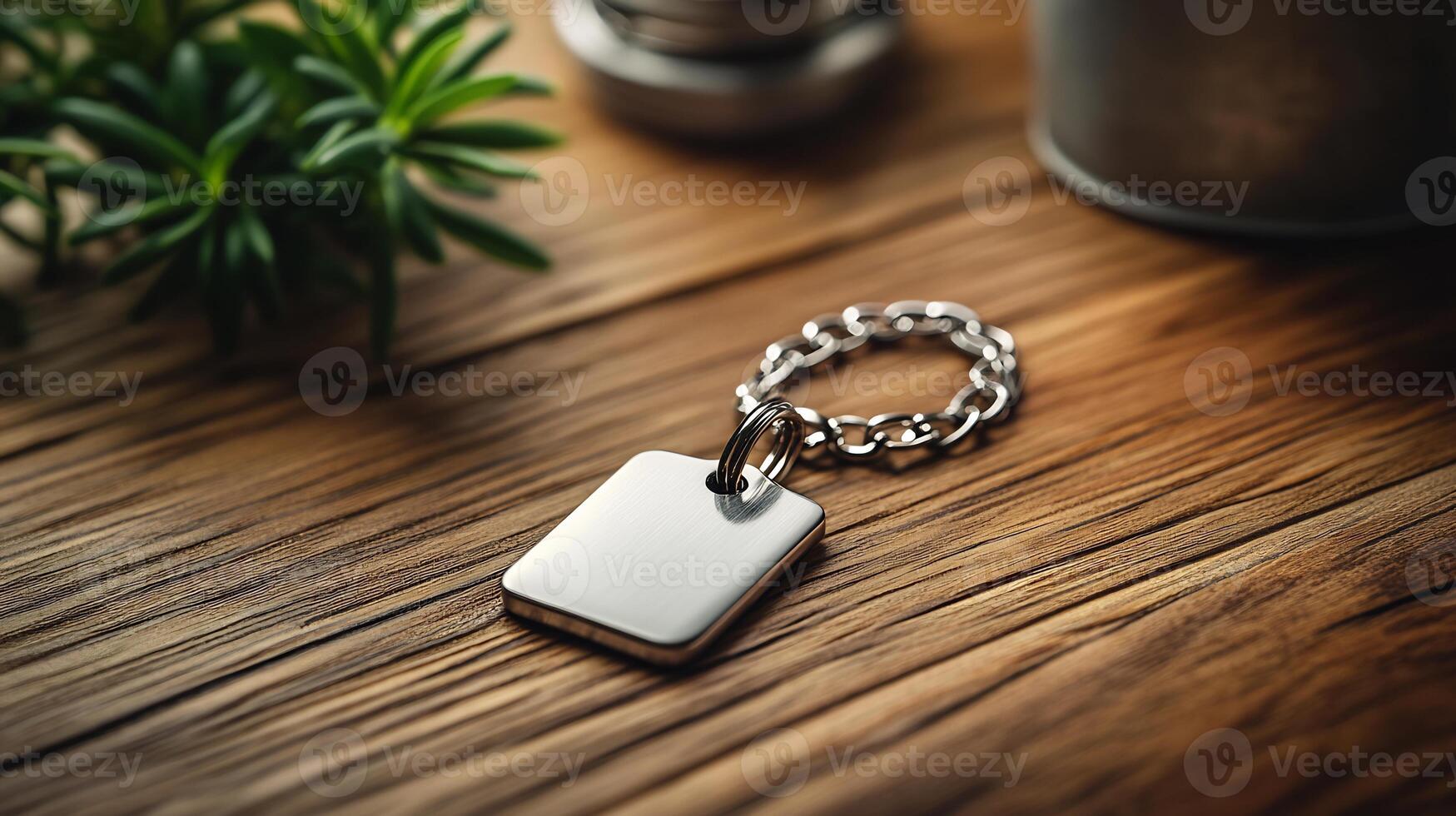 Keychain Mockup Wooden Desk Perfect for Accessory Displays and Gift Merchandise Branding photo