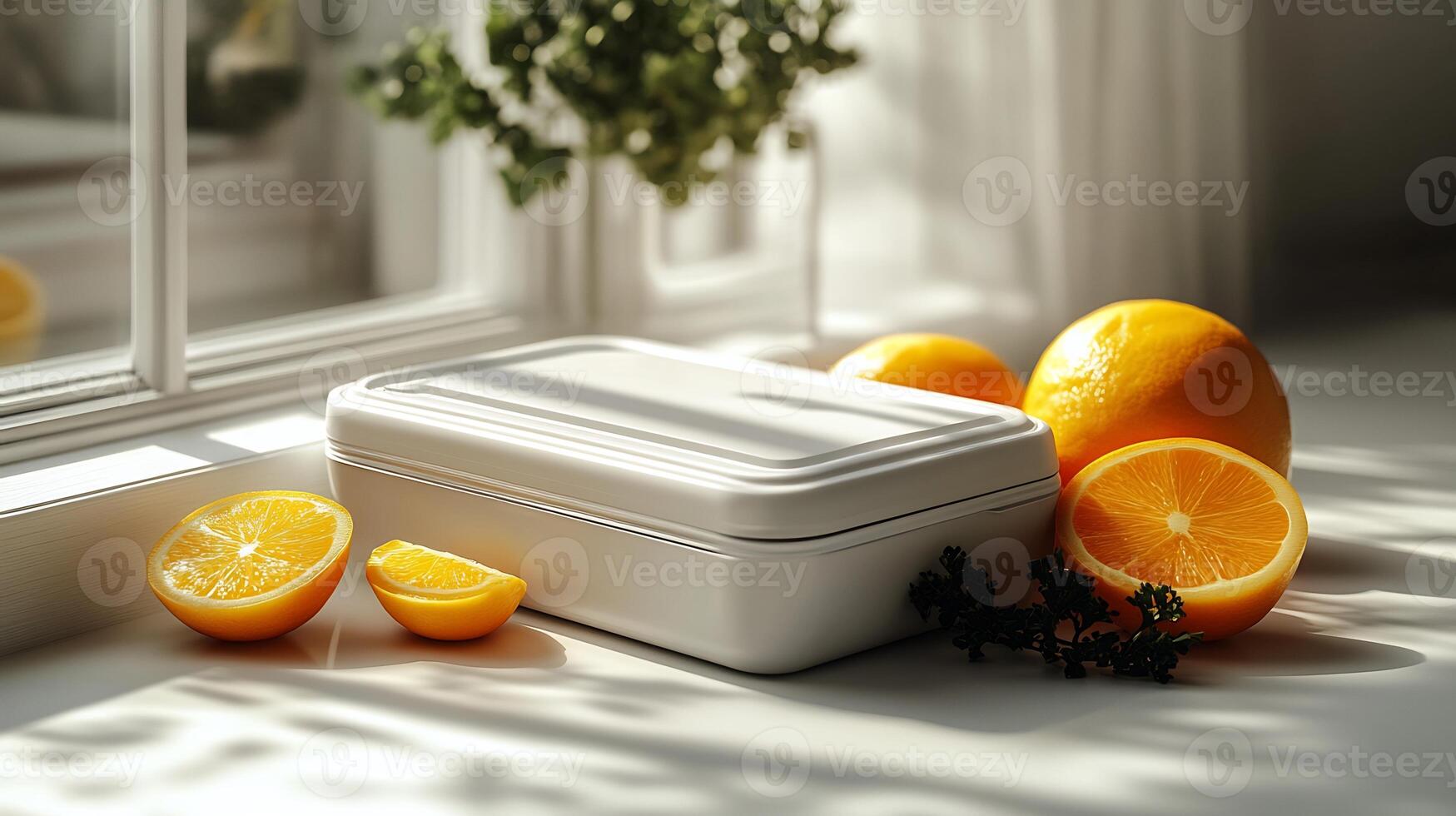 Lunchbox Mockup White Surface with Soft Shadows Perfect for Food Containers and Meal Prep Branding photo