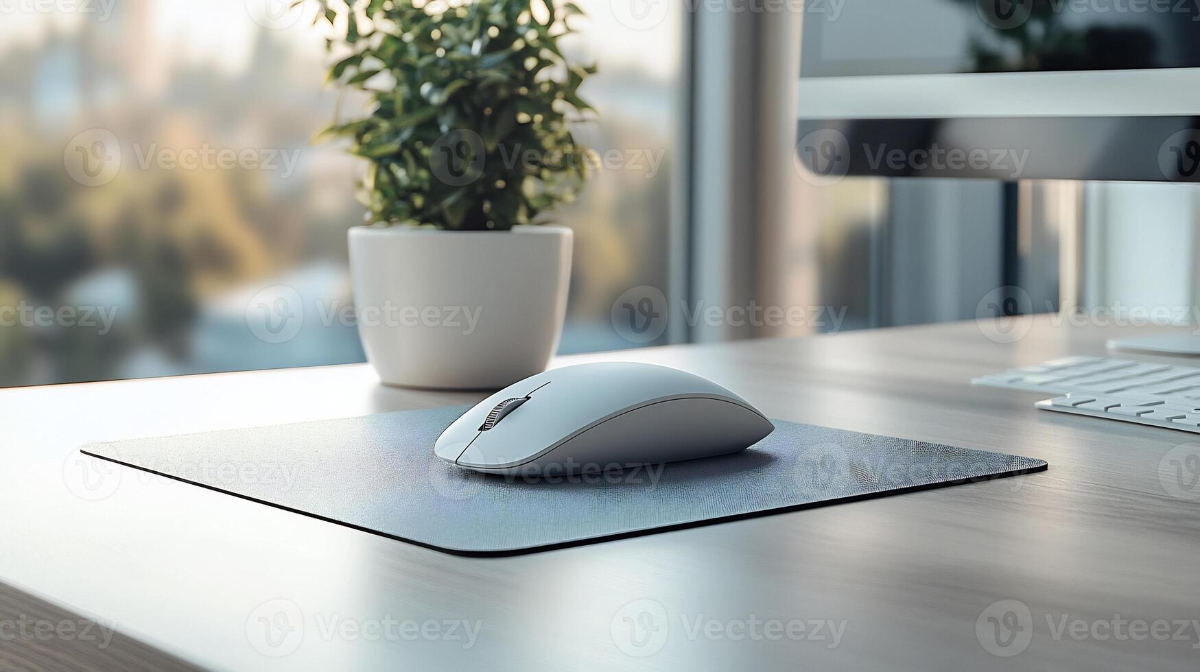Mouse pad mockup lying flat clean desk with a minimal design ideal for showcasing tech accessories photo