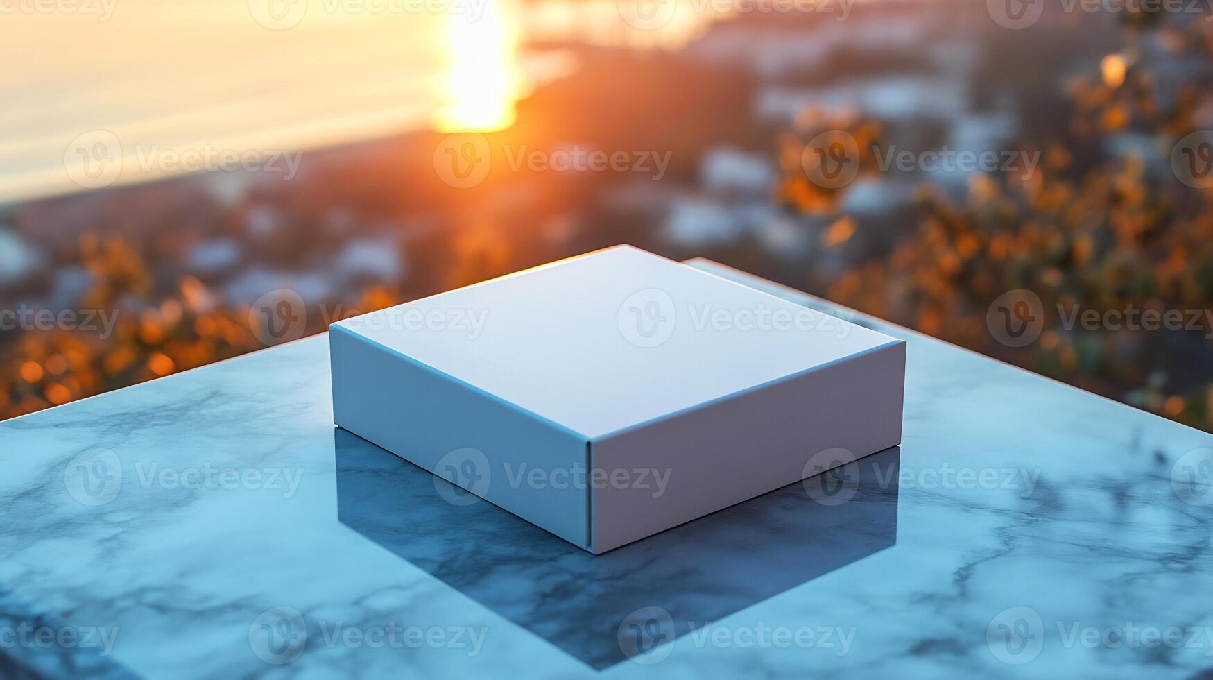 Packaging Box Mockup Reflective Surface with Sharp Lines Ideal for Product Branding and Retail Displays photo