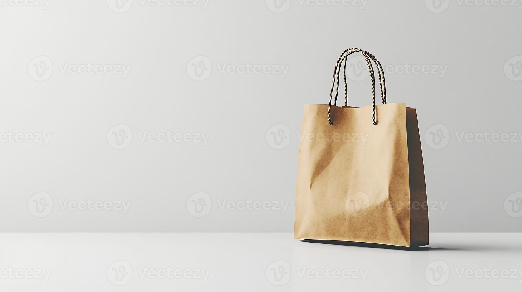 Shopping bag mockup placed white background ideal for presenting retail branding photo