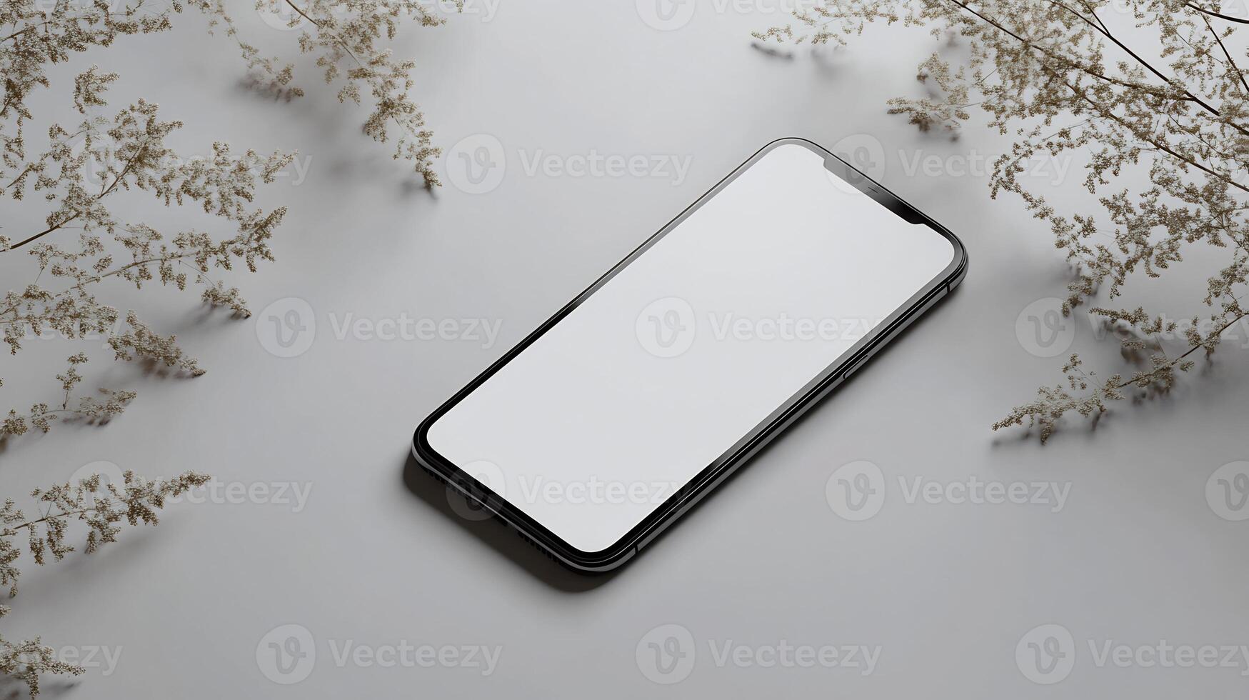 Sleek smartphone mockup displayed white minimalistic background perfect for showcasing a new mobile design photo