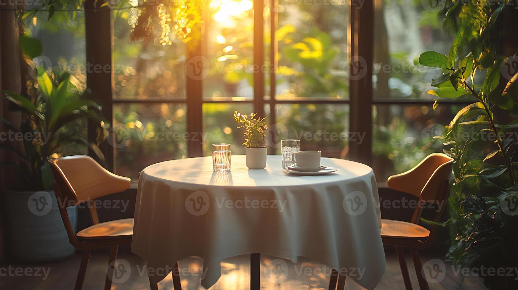 Tablecloth mockup draped dining table with soft lighting ideal for home goods branding photo