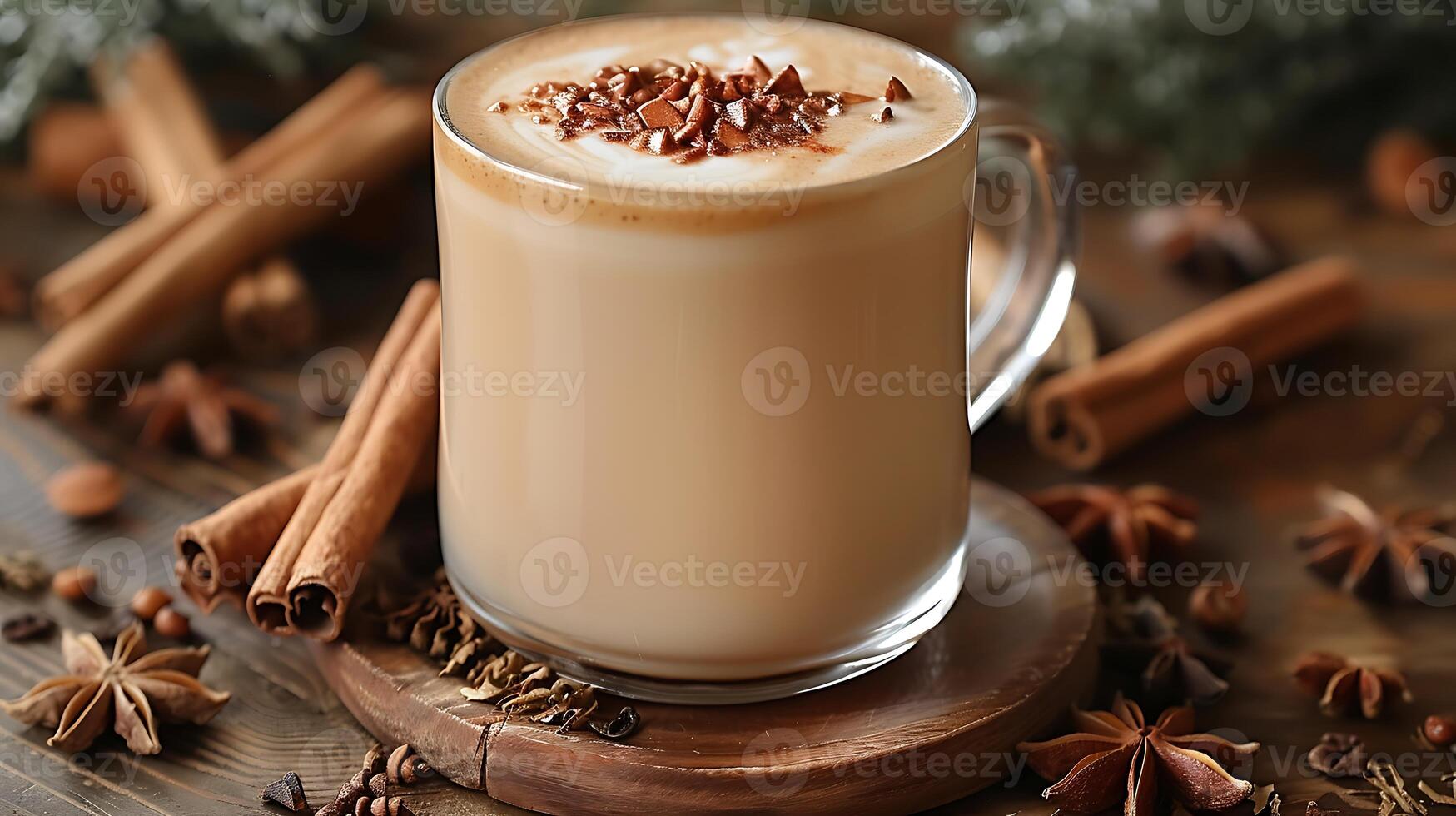 Spicy and aromatic masala chai latte cut out on an isolated simple minimalist background photo