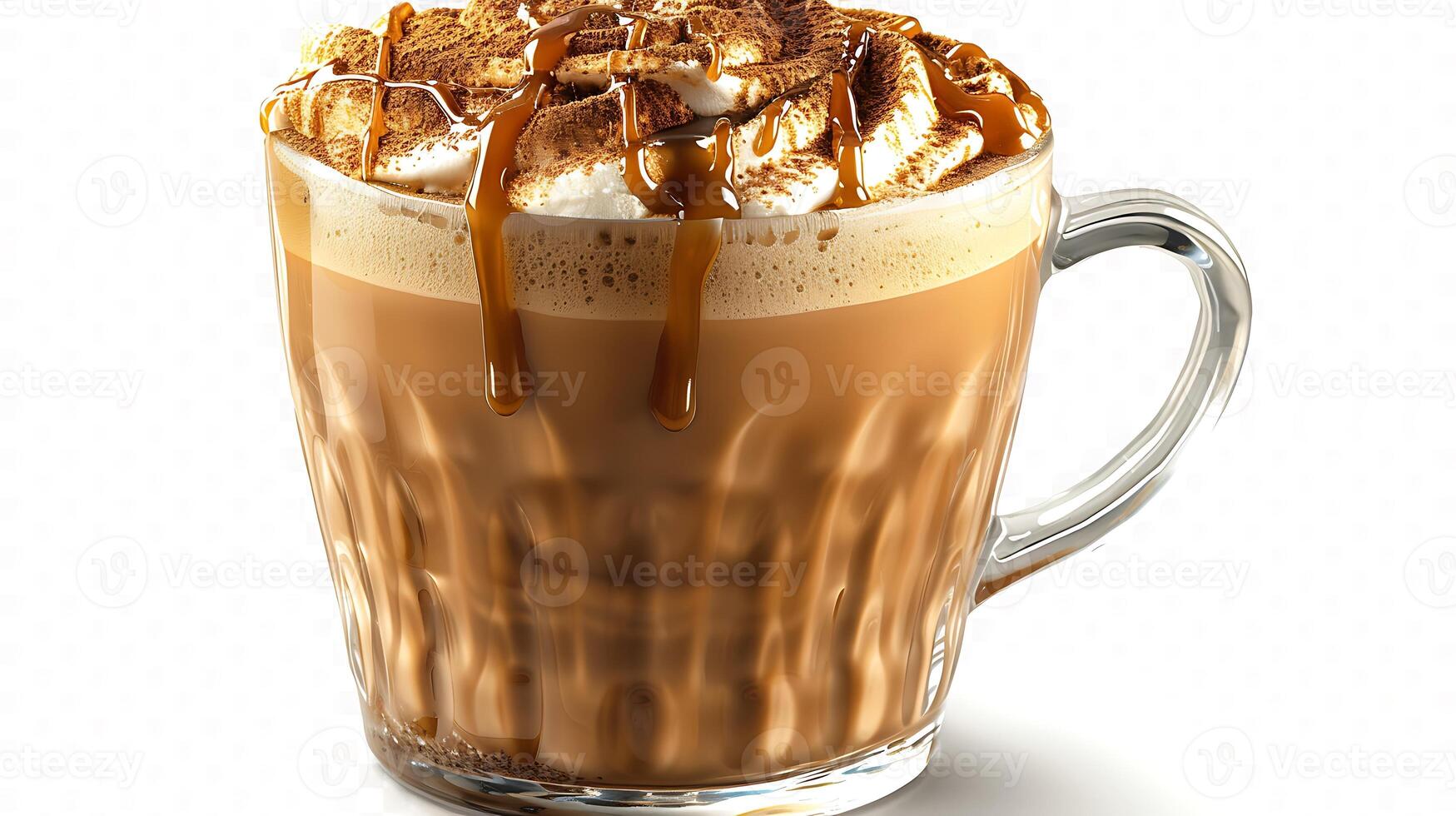 Velvety Macchiato Caramel Drizzle A rich macchiato topped with a drizzle of caramel blending sweet and strong flavors beautifully photo