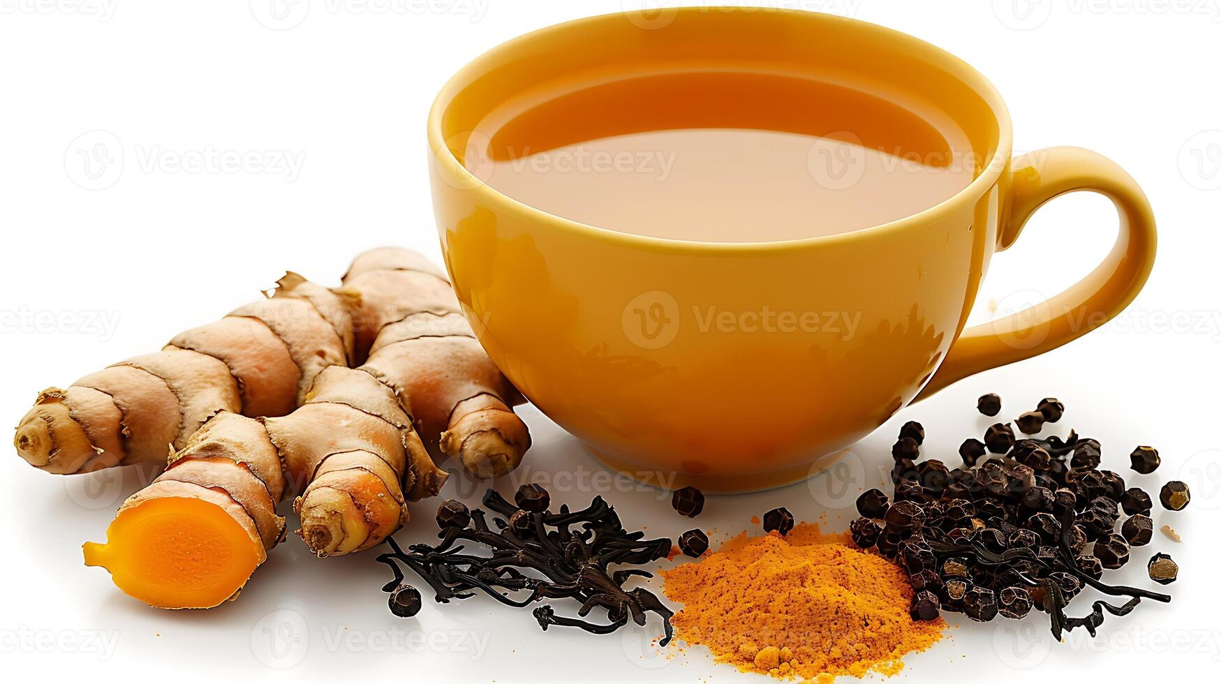 Spicy Cup of Turmeric Tea vibrant cup of turmeric tea packed with health benefits and spices beautifully displayed in a clean backdrop photo