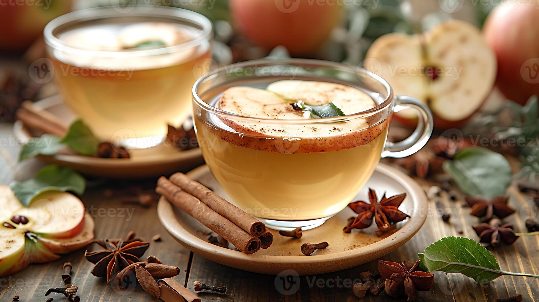 Refreshing Cup of Apple Cinnamon Tea warm and comforting cup of apple cinnamon tea evoking cozy vibes elegantly captured against a minimalist background photo