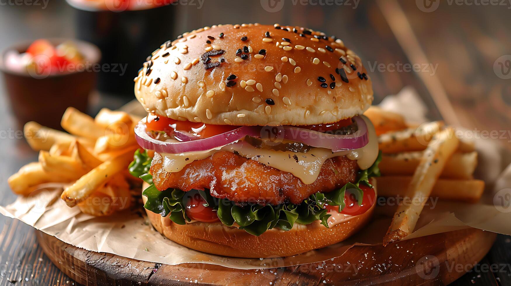 London Fish Chips Burger A battered fish fillet tartar sauce and mushy peas between buns for a quirky take on the British classic photo
