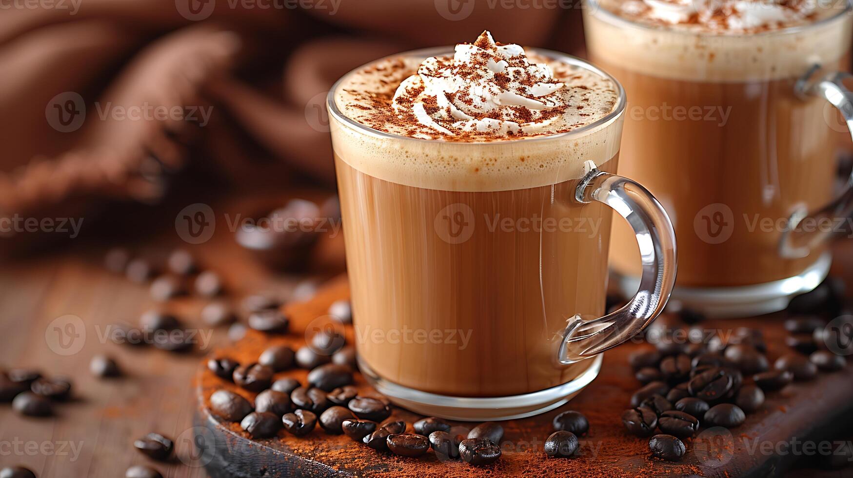 Spicy Aromatic Chai Latte A warming chai latte infused with spices lightly sprinkled with coffee beans for an aromatic twist photo