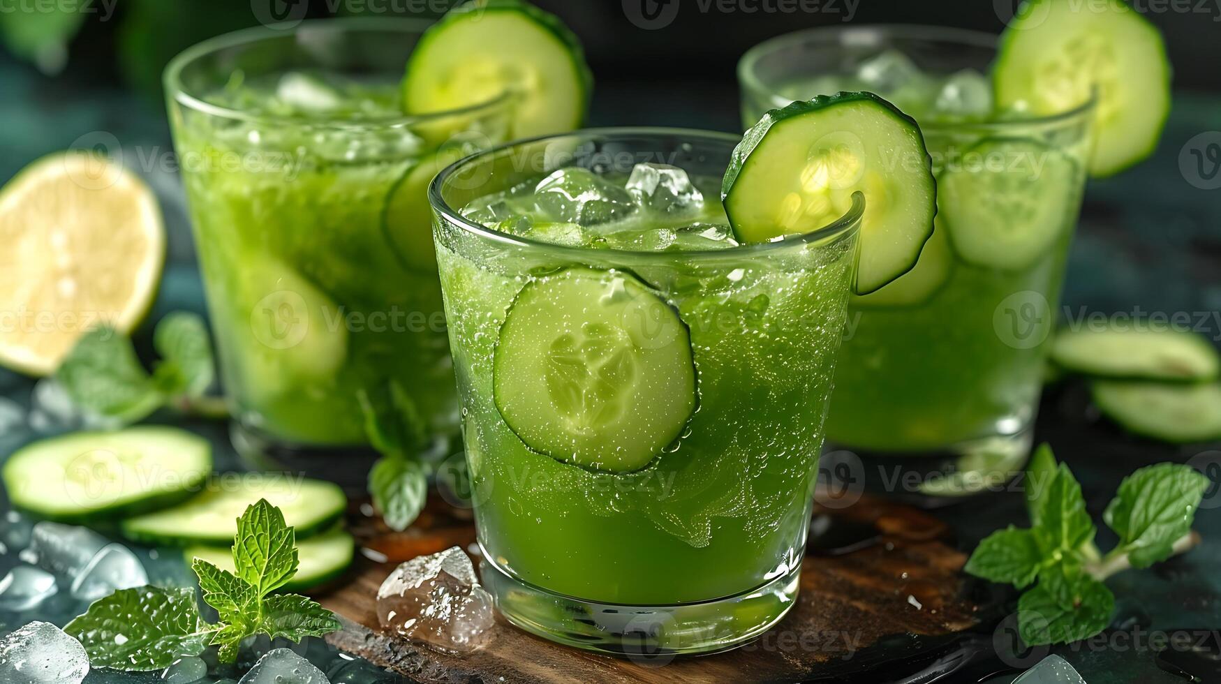 Refreshing Cucumber Juice a Clear Glass A light and refreshing cucumber juice served in a clear glass perfect for cooling off photo