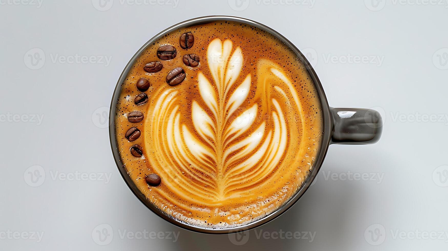 Frothy Cappuccino Latte Art A delightful cappuccino topped with intricate latte art perfect for coffee lovers seeking a creamy treat photo