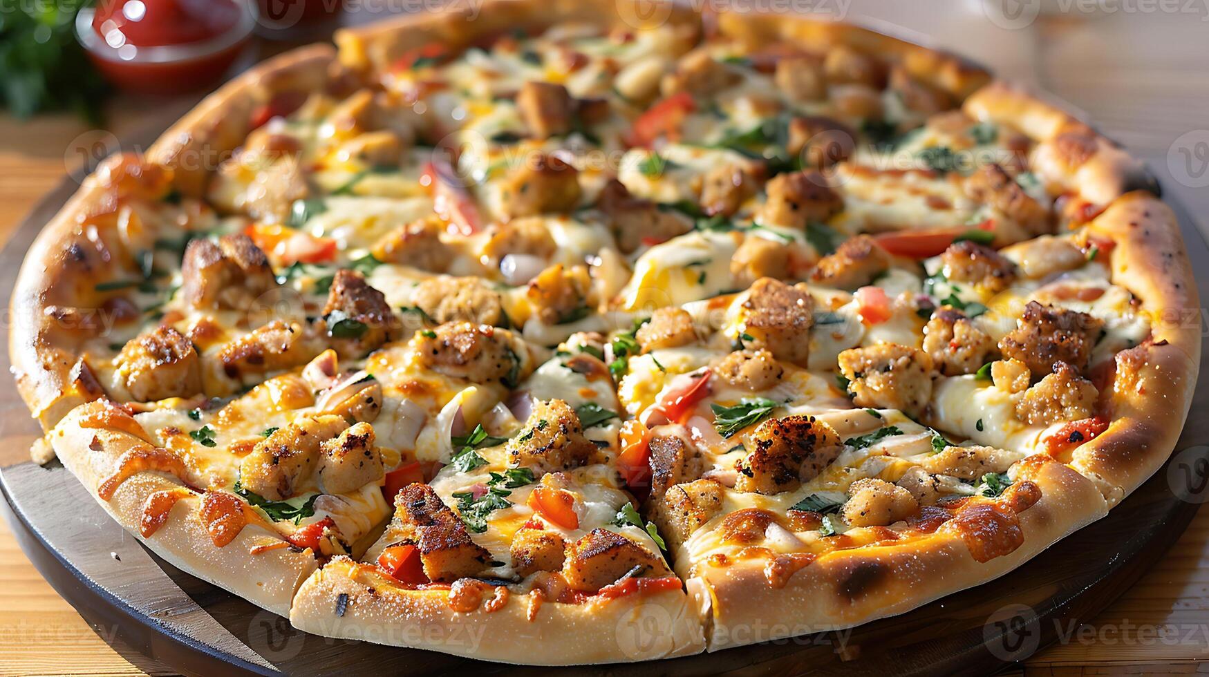 Breakfast Scramble Pizza Eggs bacon sausage cheddar on a morningfriendly crust photo
