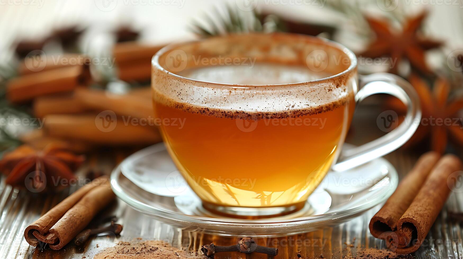 Spicy cup of cinnamon tea cut out on an isolated simple minimalist background photo