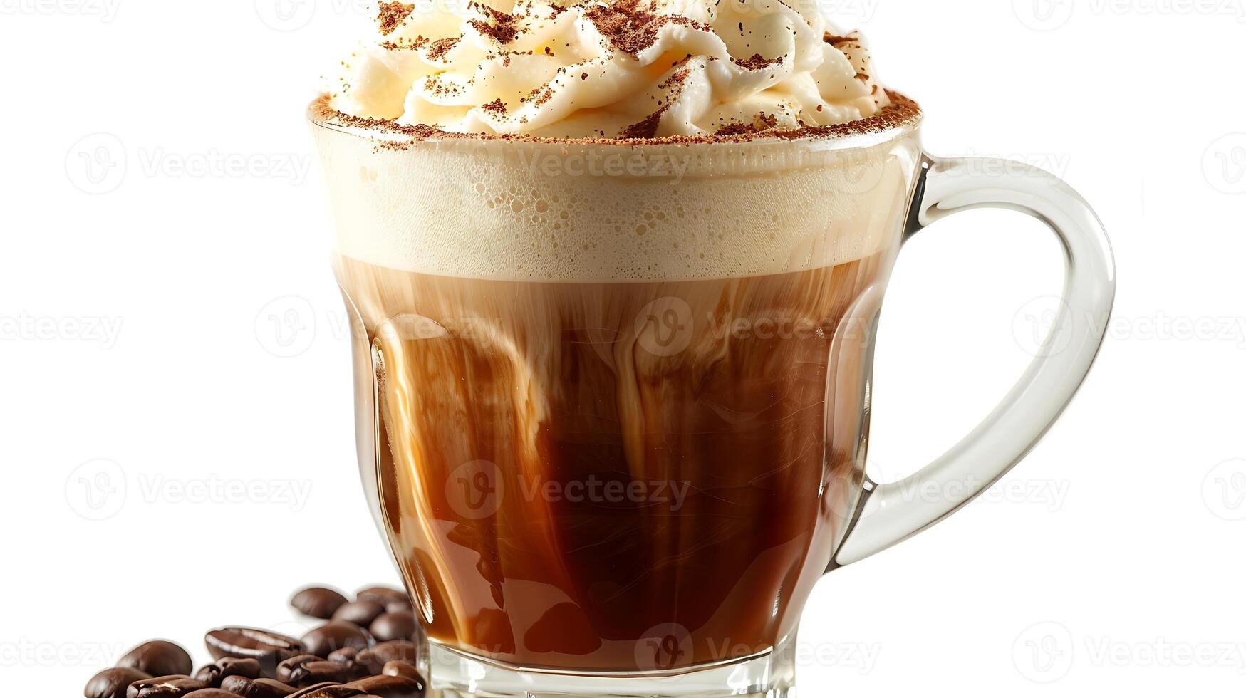 Rich and creamy Irish coffee cut out on an isolated simple minimalist background photo