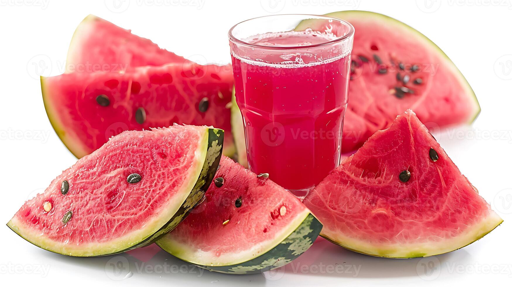 Refreshing watermelon juice served in a glass cut out on an isolated simple minimalist background photo