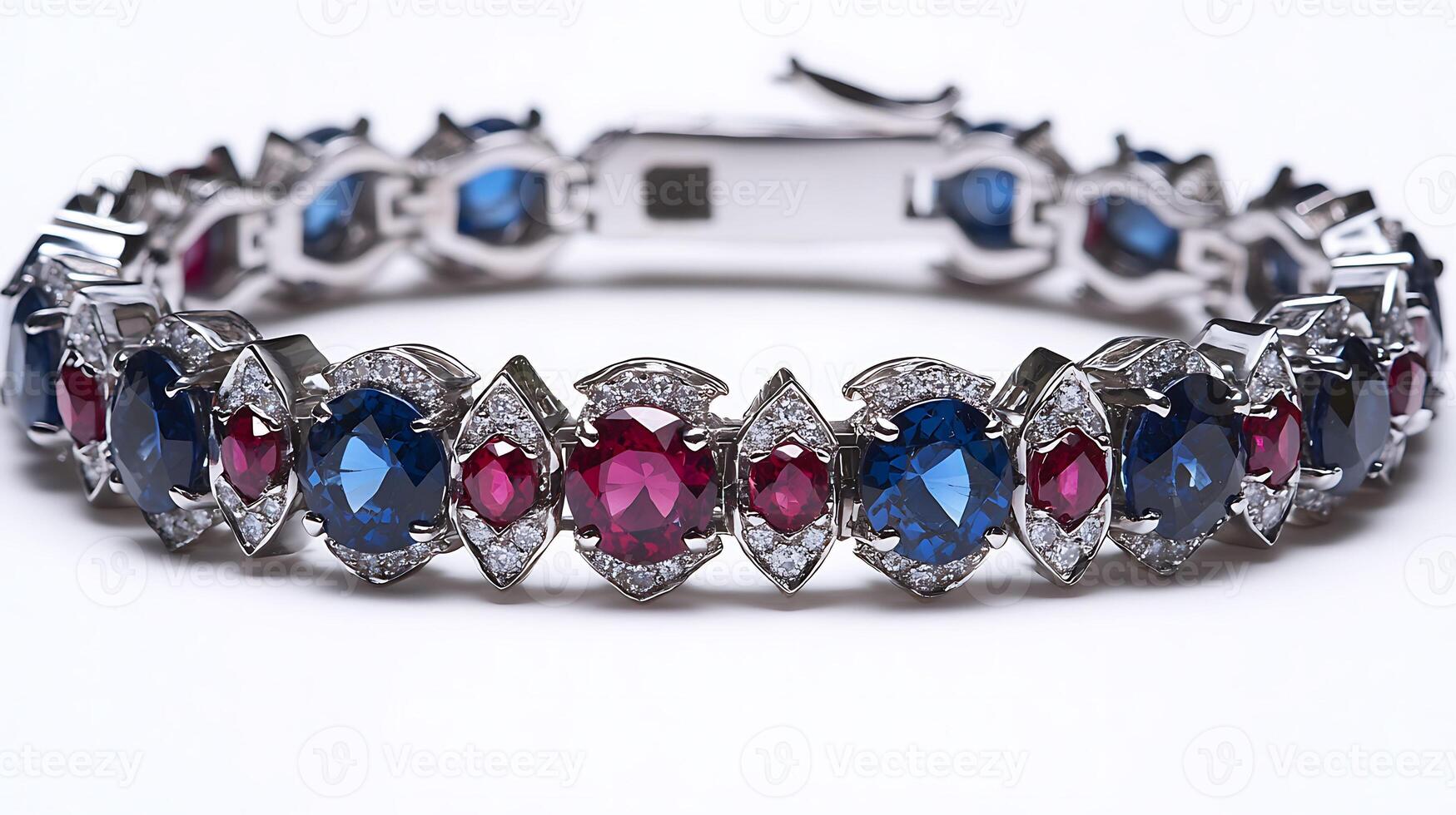 Luxurious sapphire and ruby bracelet with deep blue sapphires and vibrant red rubies in a bold design photo
