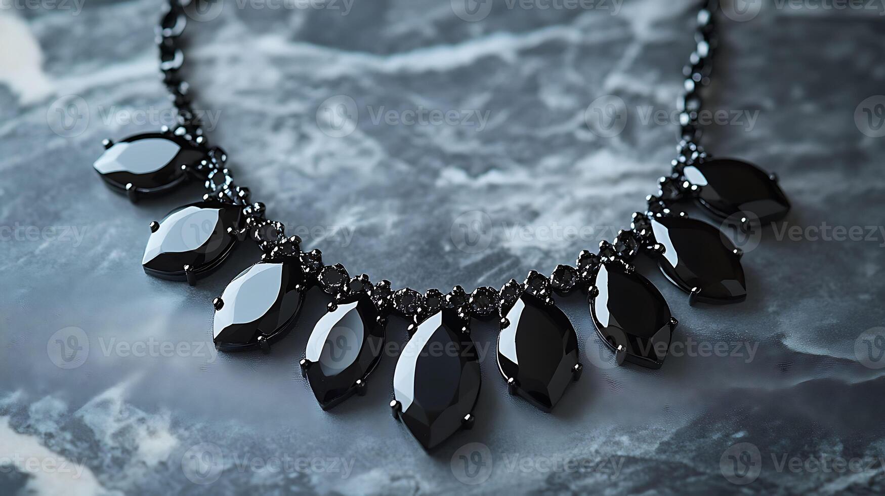 Sleek onyx necklace featuring black gemstones designed with a modern and minimalist style photo