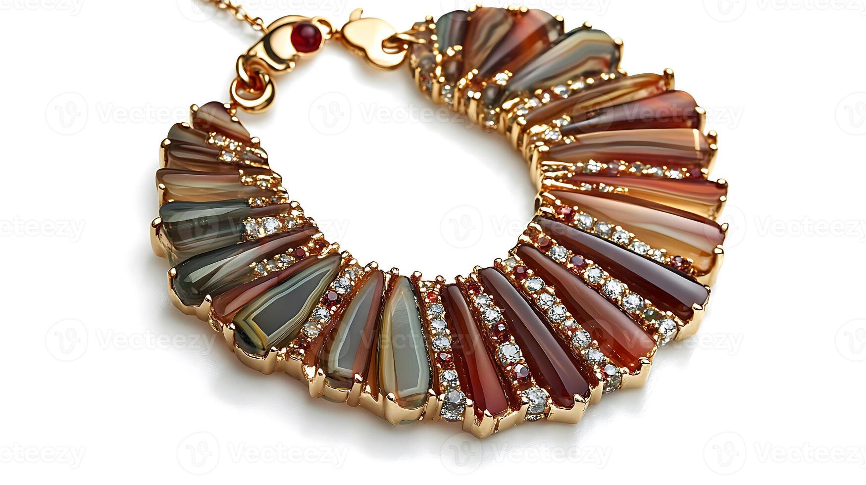 Striking agate and zircon necklace featuring banded agate and brilliant zircon stones in a modern design photo