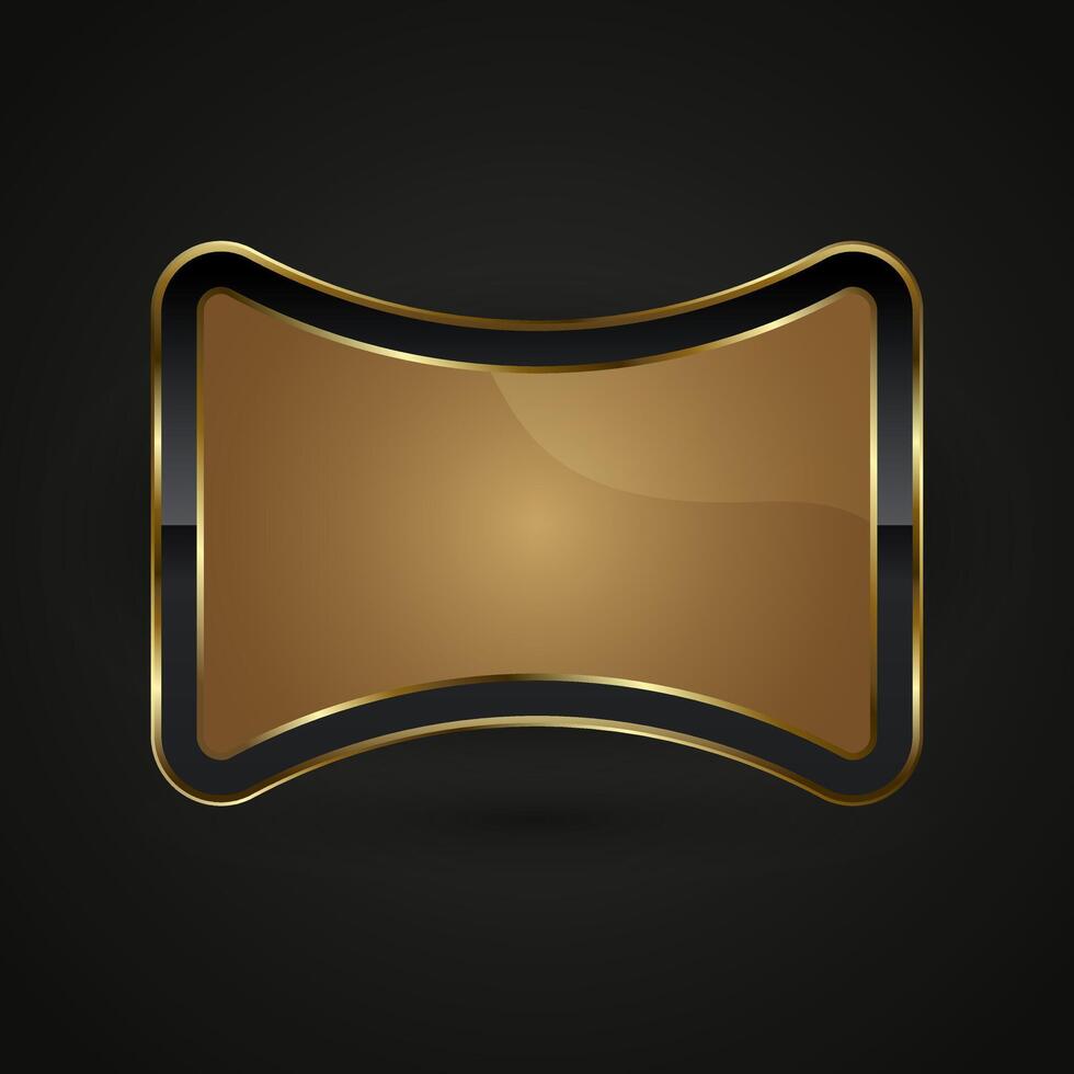 A Luxury special shape Black and gold button design with premium gradient color in element design, metallic sheen at the center. The central oval has a smooth gradient vector