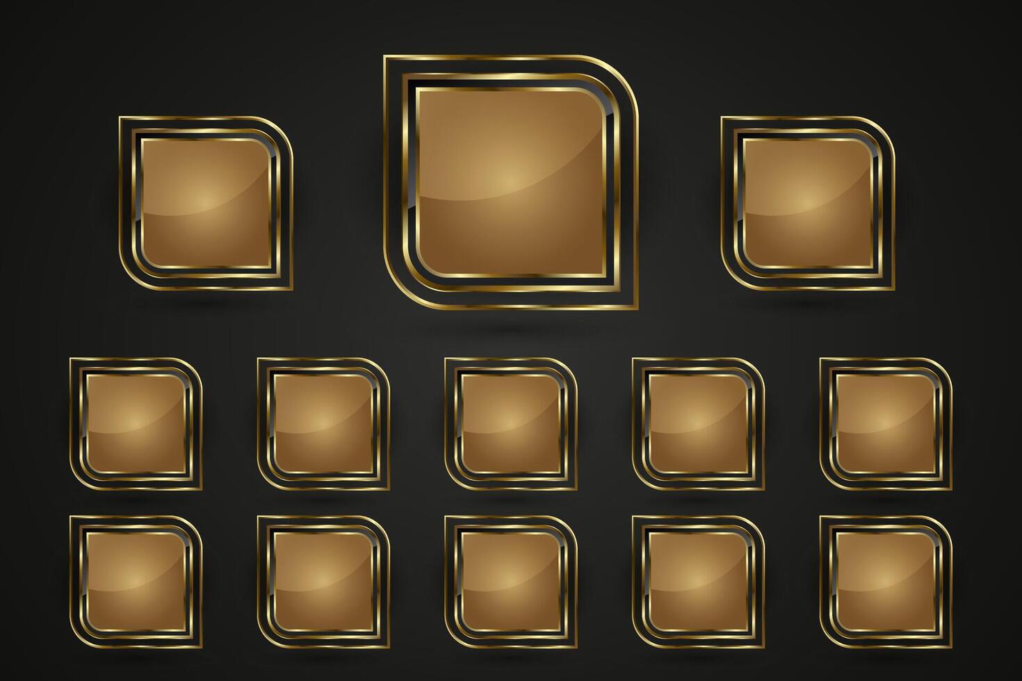 Group of premium gold buttons design in Luxury and set of gold buttons with premium stoked web buttons design vector