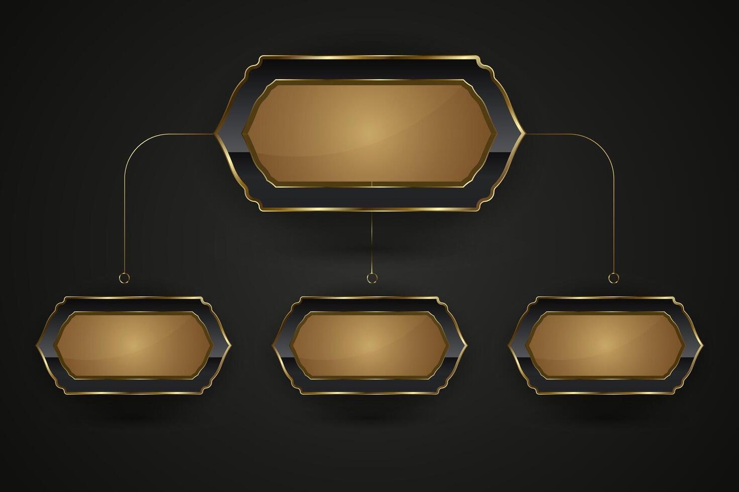 A chart of elegant special shapes with Luxury and gold buttons with premium stoked Chart design, four metallic button style sheen at the center vector